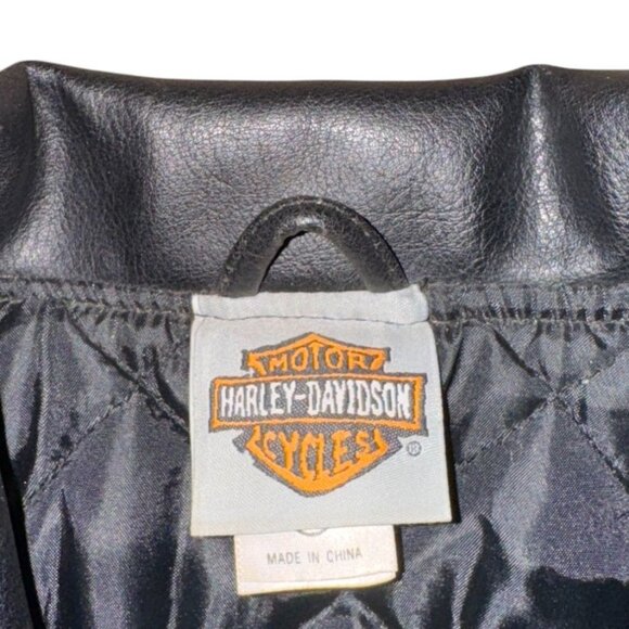 Harley-Davidson Boys Faux Leather Motorcycle Jacket Size 6 With Embroidered Logo - Picture 6 of 13